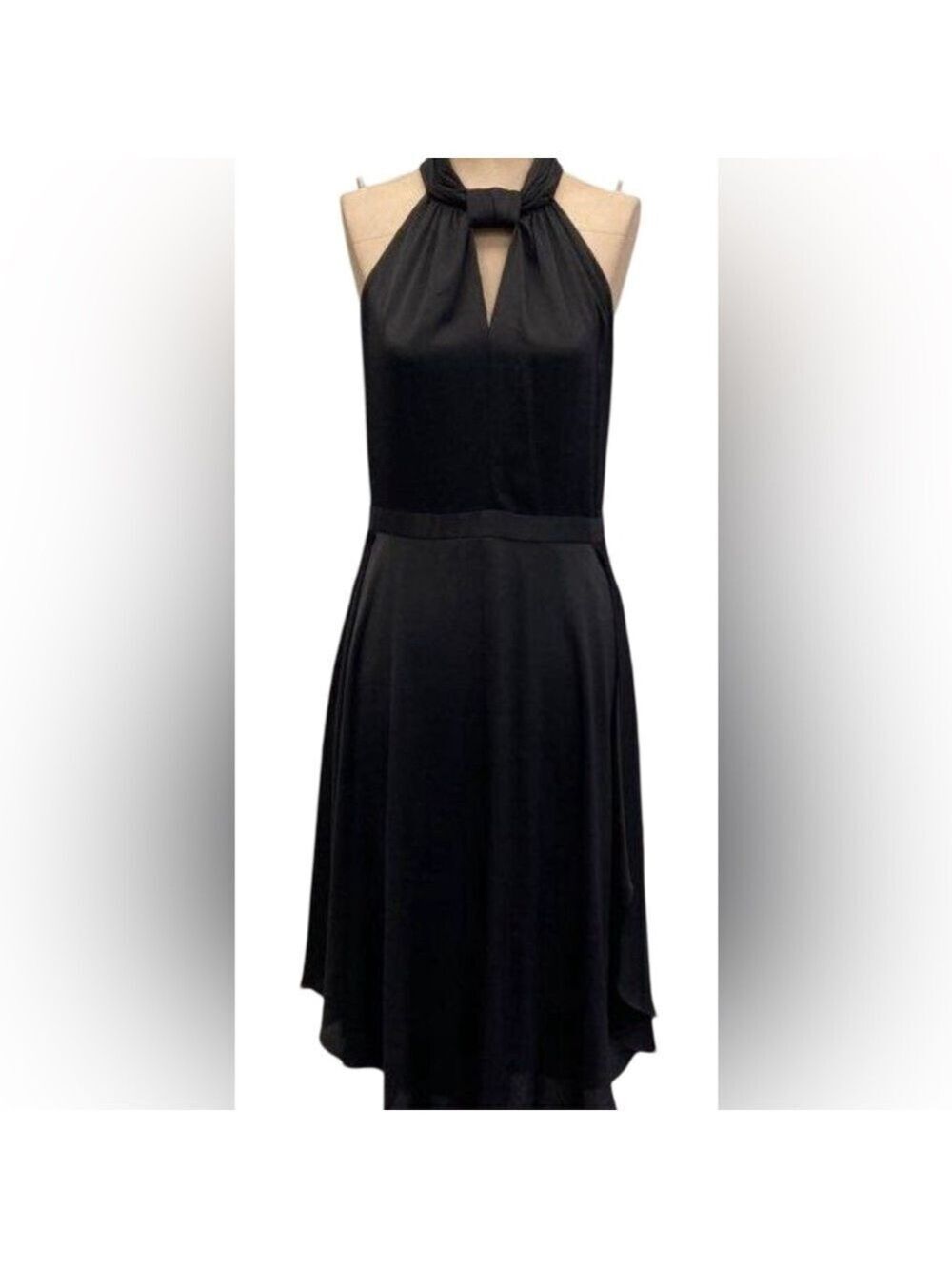 Rachel Roy Halter Knot Cocktail Dress High Low Black Size 2 $139 NWT